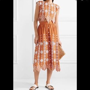 Miguelina cotton eyelet midi top and dress set XS